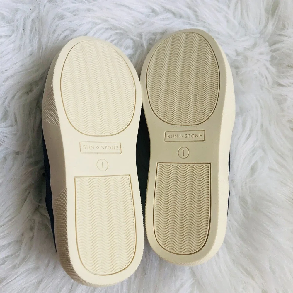 Sun‎ & Stone Boy Kids Loafers 1 M Navy Blue Kiva Lace Up Casual Shoes NWB
